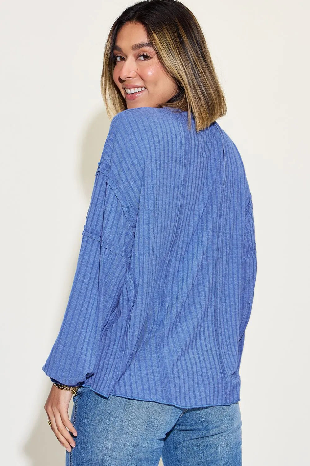 Basic Bae Full Size Ribbed Round Neck Long Sleeve T-Shirt - LoveNest Treasures