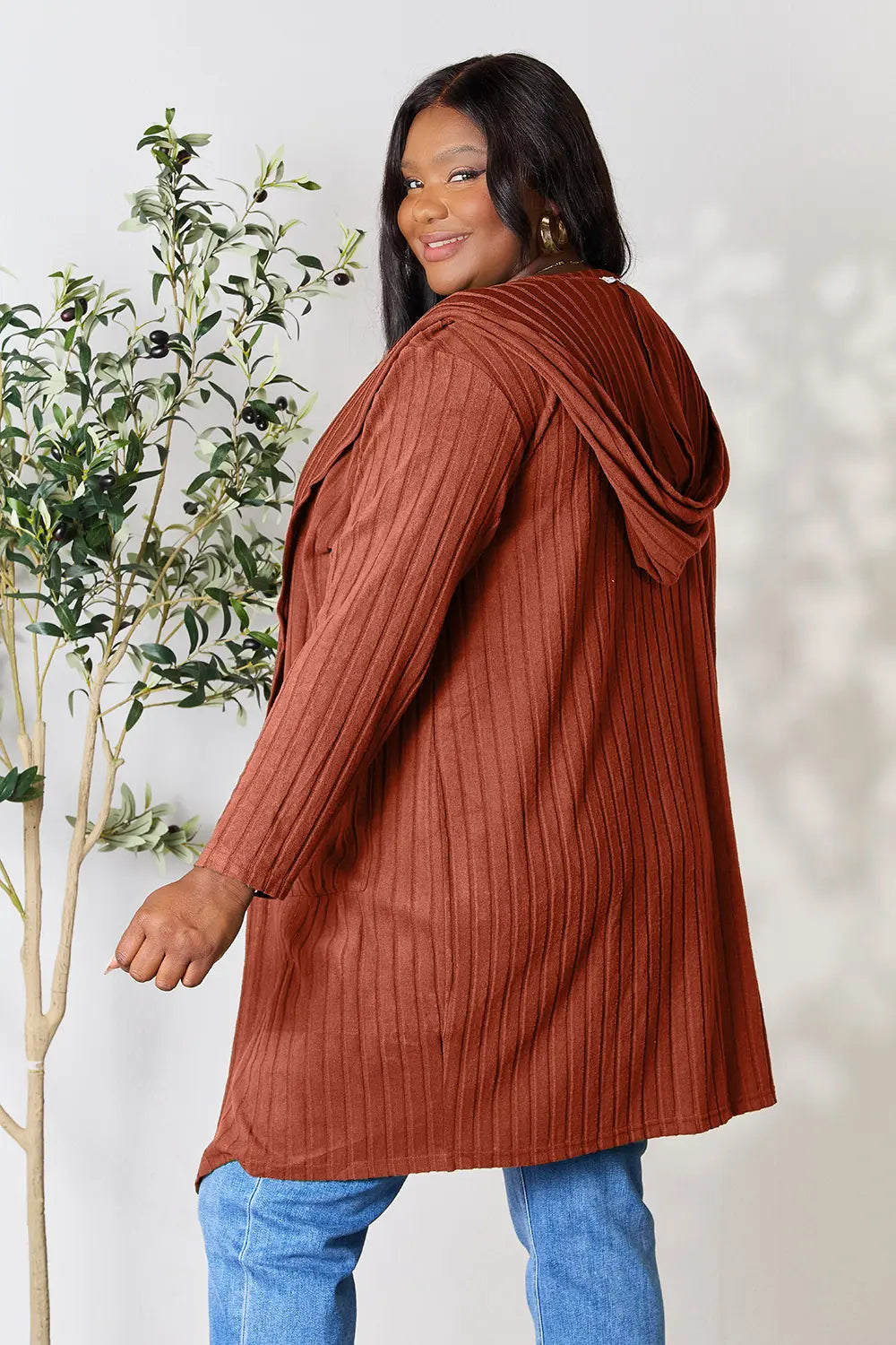 Basic Bae Full Size Hooded Sweater Cardigan - LoveNest Treasures