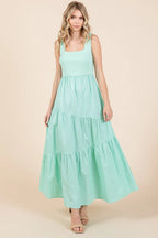 Mittoshop Mix Media Square Neck Maxi Dress - LoveNest Treasures