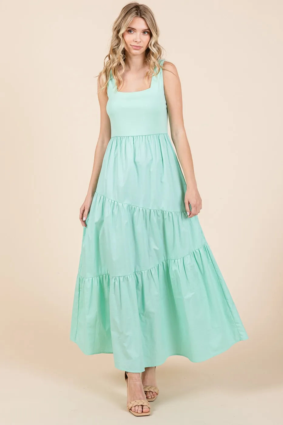 Mittoshop Mix Media Square Neck Maxi Dress - LoveNest Treasures