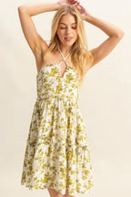 HYFVE Floral Print Halter Neck Tiered Mini Dress - LoveNest Treasures
