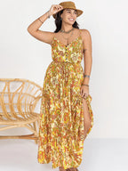 Plus Size Printed V-Neck Maxi Cami Dress - LoveNest Treasures