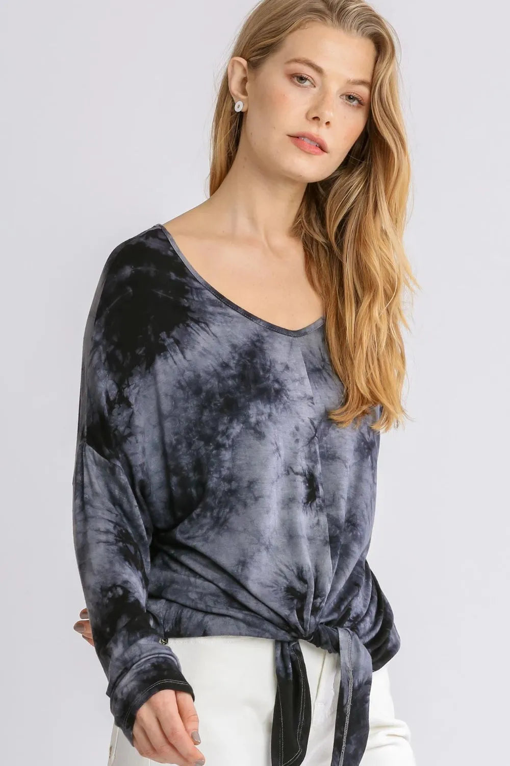 Umgee Full Size Tie Dye Lightweight Long Sleeve Top Plus Size - LoveNest Treasures