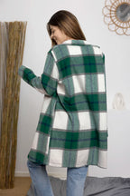 Double Take Full Size Plaid Button Up Lapel Collar Coat - LoveNest Treasures