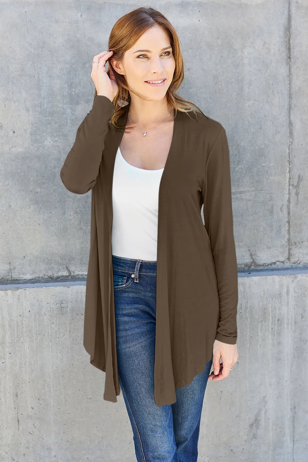 Basic Bae Full Size Open Front Long Sleeve Cardigan - LoveNest Treasures