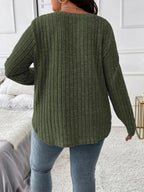 Plus Size V-Neck Long Sleeve T-Shirt - LoveNest Treasures