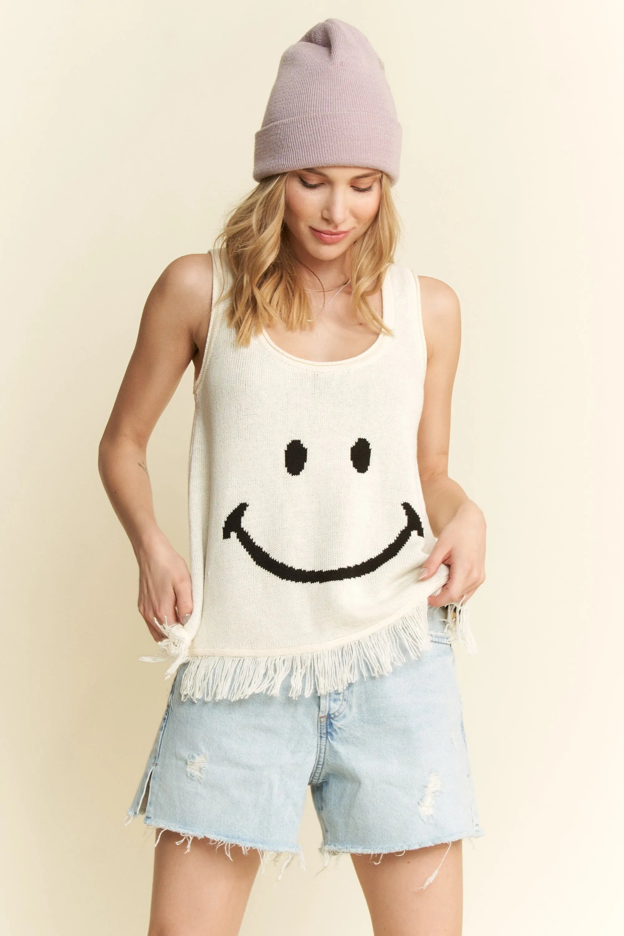 Jade By Jane Full Size Smiley Fringe Hem Tank Plus Size - LoveNest Treasures