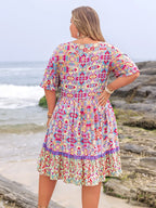 Plus Size Lace Detail Printed Half Sleeve Dress - LoveNest Treasures
