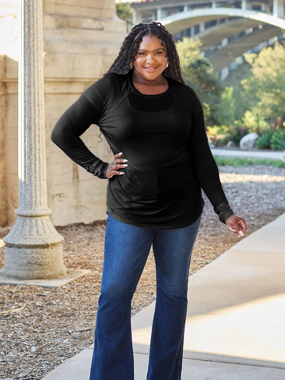 Basic Bae Full Size Round Neck Long Sleeve T-Shirt - LoveNest Treasures