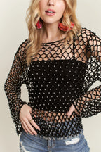 ADORA Beads Accent Crochet Top - LoveNest Treasures