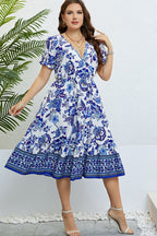 Honey Floral Flounce Sleeve Surplice Dress - LoveNest Treasures