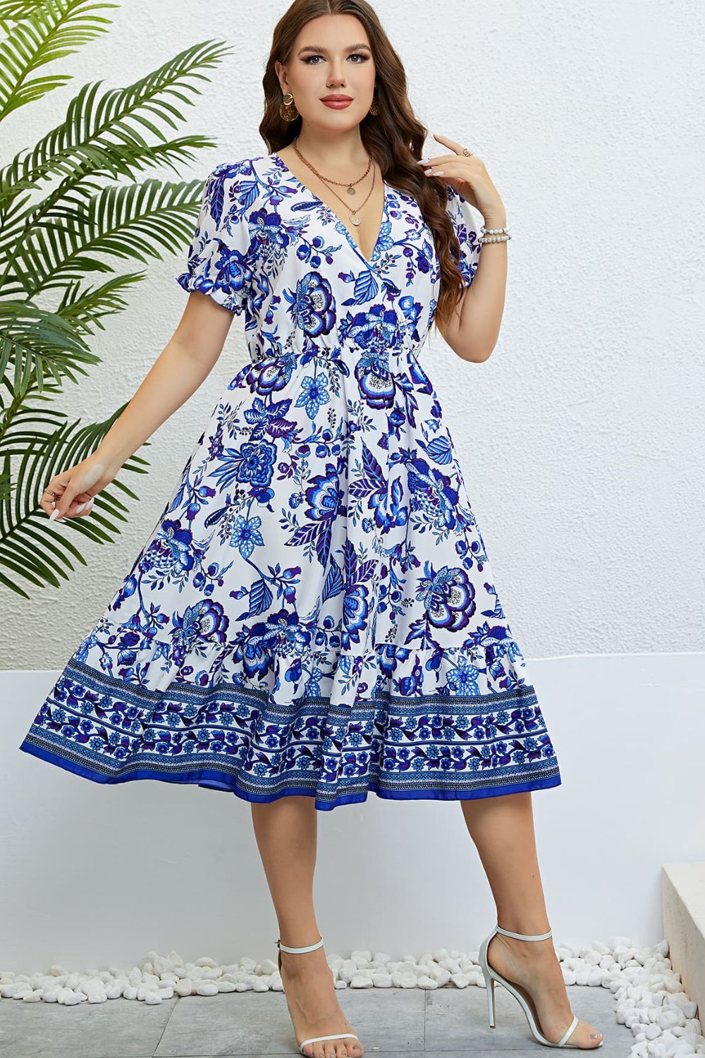 Honey Floral Flounce Sleeve Surplice Dress - LoveNest Treasures