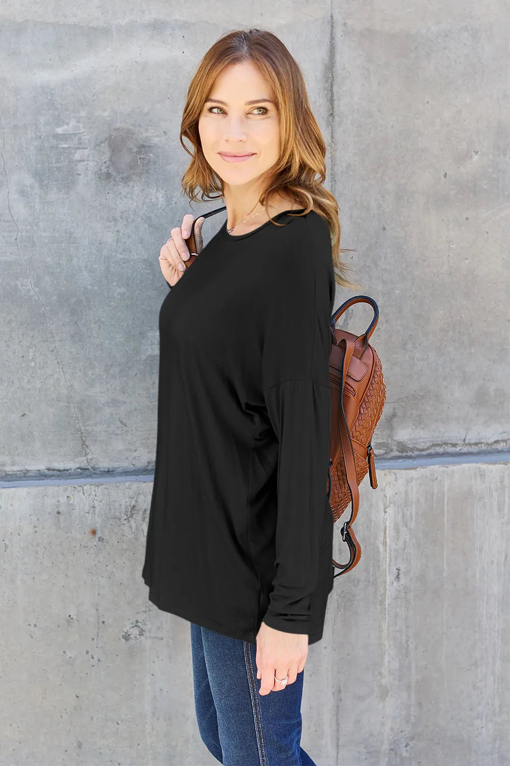Basic Bae Full Size Round Neck Dropped Shoulder T-Shirt - LoveNest Treasures