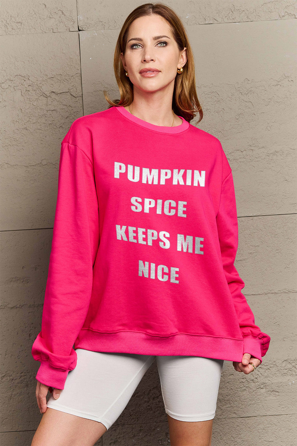 Simply Love Full Size Letter Graphic Sweatshirt - LoveNest Treasures