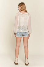 ADORA Button Down Embroidered Blouse - LoveNest Treasures