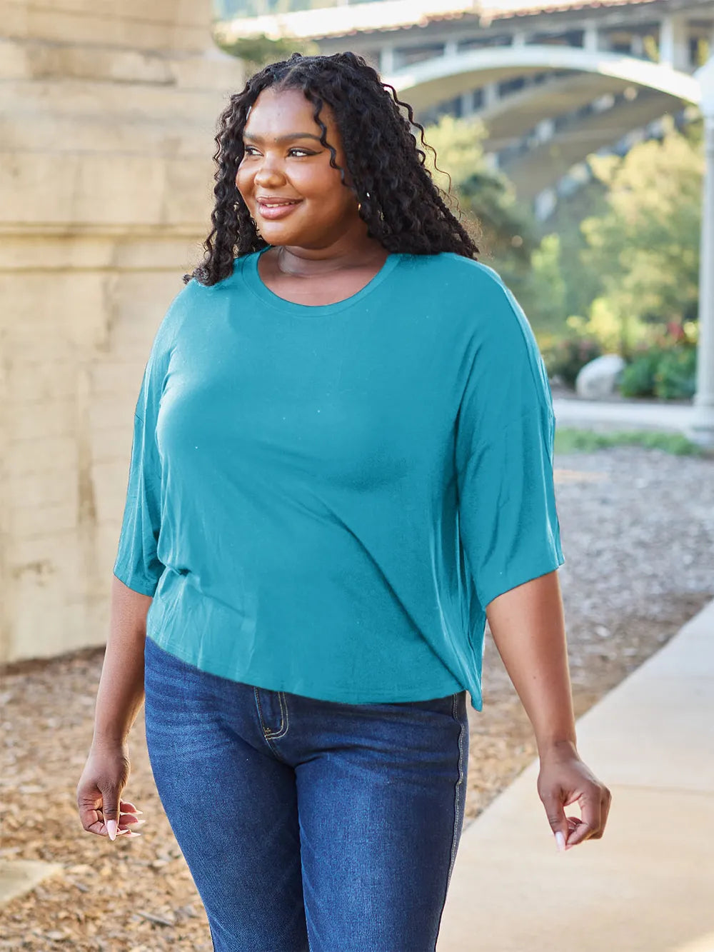 Basic Bae Full Size Round Neck Drop Shoulder T-Shirt - LoveNest Treasures