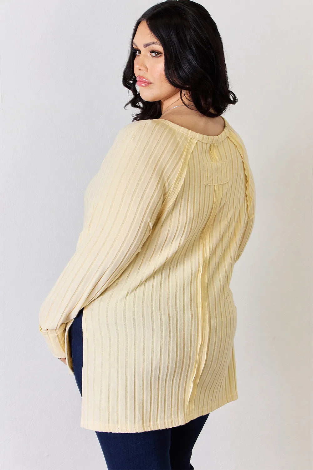 Basic Bae Full Size Ribbed Round Neck Slit T-Shirt - LoveNest Treasures