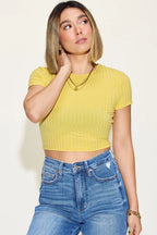 Basic Bae Full Size Ribbed Round Neck Short Sleeve T-Shirt - LoveNest Treasures