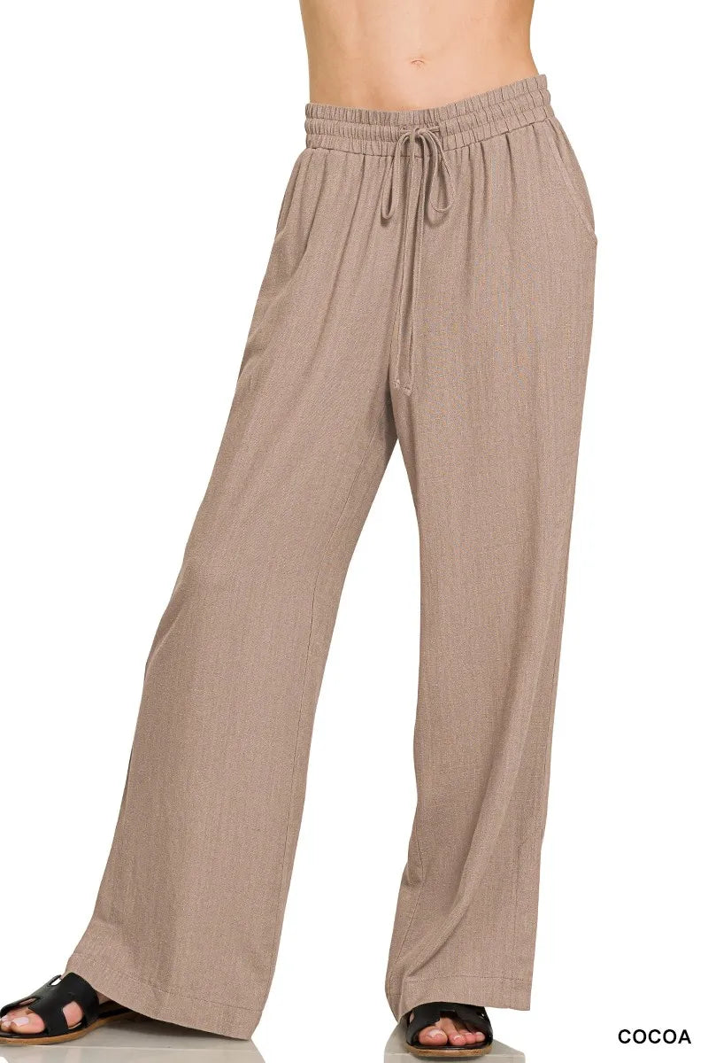 Zenana Linen Drawstring Pants - LoveNest Treasures
