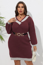Plus Size Long Sleeve Sweater Dress - LoveNest Treasures