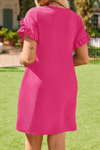 GeeGee Round Neck Petal Sleeve Mini Dress - LoveNest Treasures