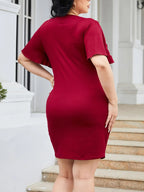 Plus Size Flutter Sleeve Mini Dress - LoveNest Treasures