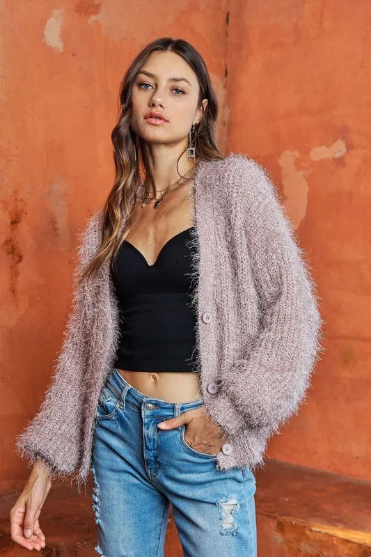 ADORA Fuzzy Sweater Cardigan - LoveNest Treasures