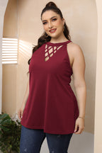 Plus Size Halter Neck Cutout Sleeveless Dress - LoveNest Treasures