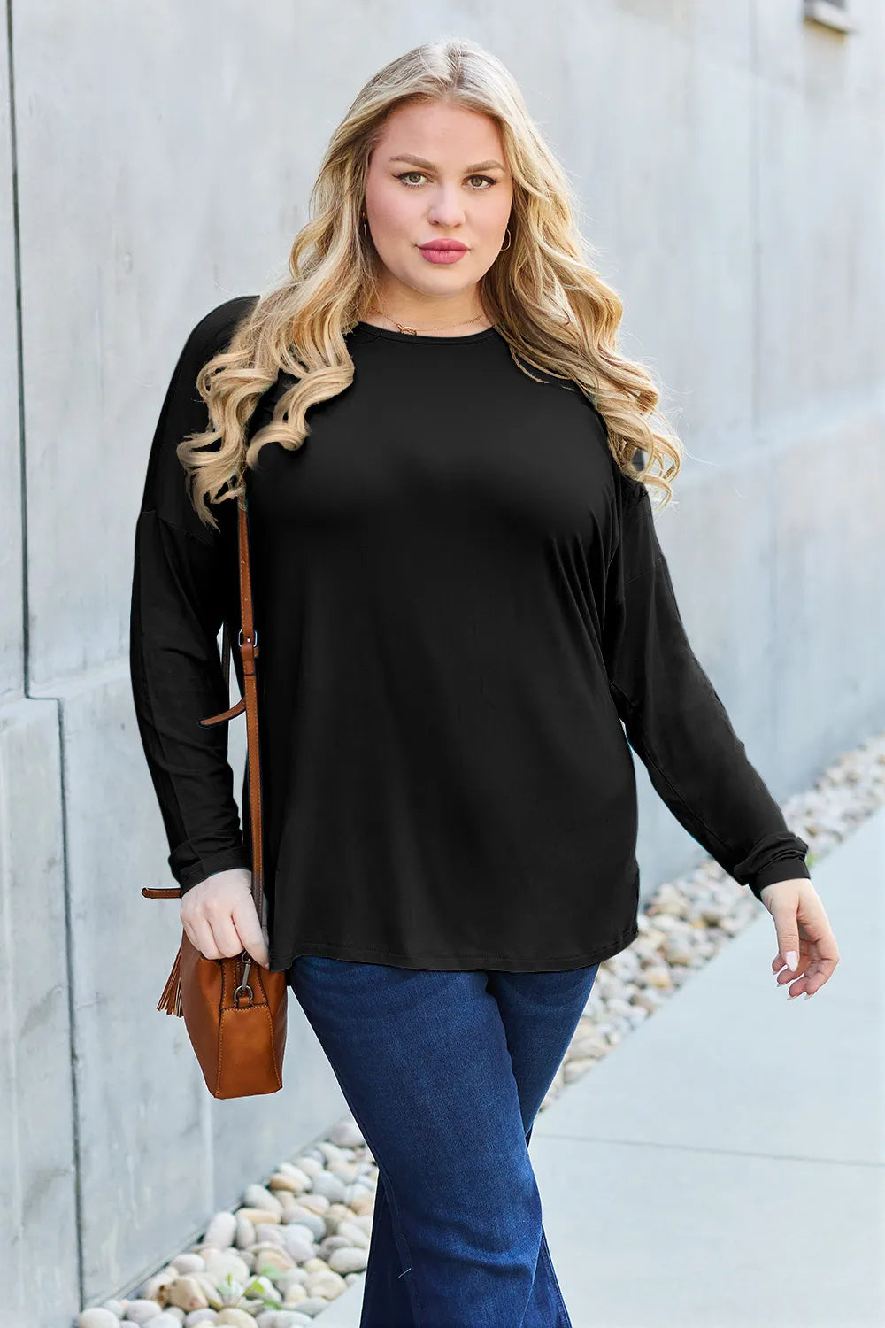 Basic Bae Full Size Round Neck Dropped Shoulder T-Shirt - LoveNest Treasures