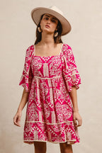 BiBi Aztec Woven Printed Contrast Binding Dress - LoveNest Treasures
