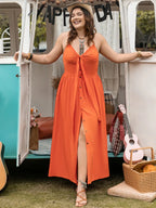 Plus Size Halter Neck Midi Dress - LoveNest Treasures