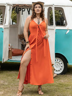Plus Size Halter Neck Midi Dress - LoveNest Treasures
