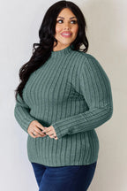 Basic Bae Full Size Ribbed Mock Neck Long Sleeve T-Shirt - LoveNest Treasures