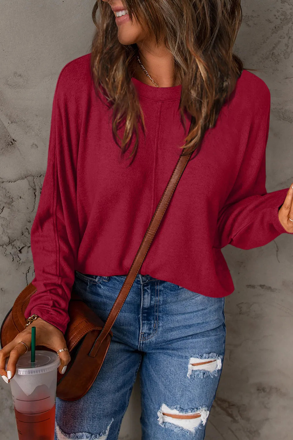 Double Take Full Size Round Neck Long Sleeve T-Shirt - LoveNest Treasures