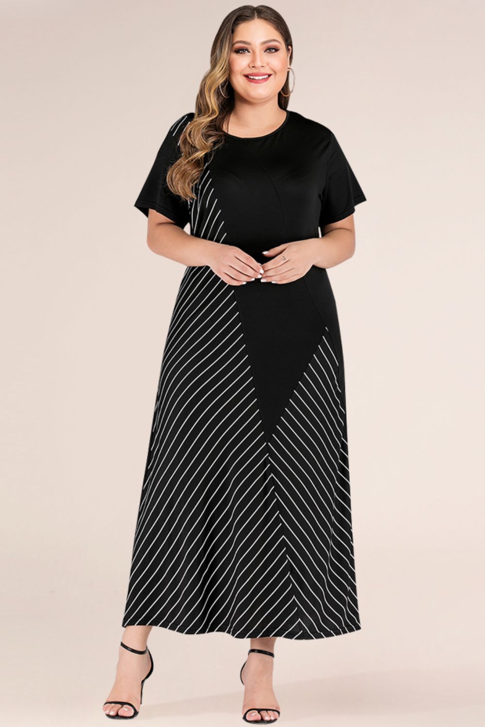 Plus Size Striped Color Block Tee Dress - LoveNest Treasures