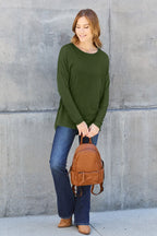 Basic Bae Full Size Round Neck Dropped Shoulder T-Shirt - LoveNest Treasures