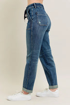 Judy Blue Full Size HW Vintage Wash Jeans w/ Drawstring Plus Size - LoveNest Treasures