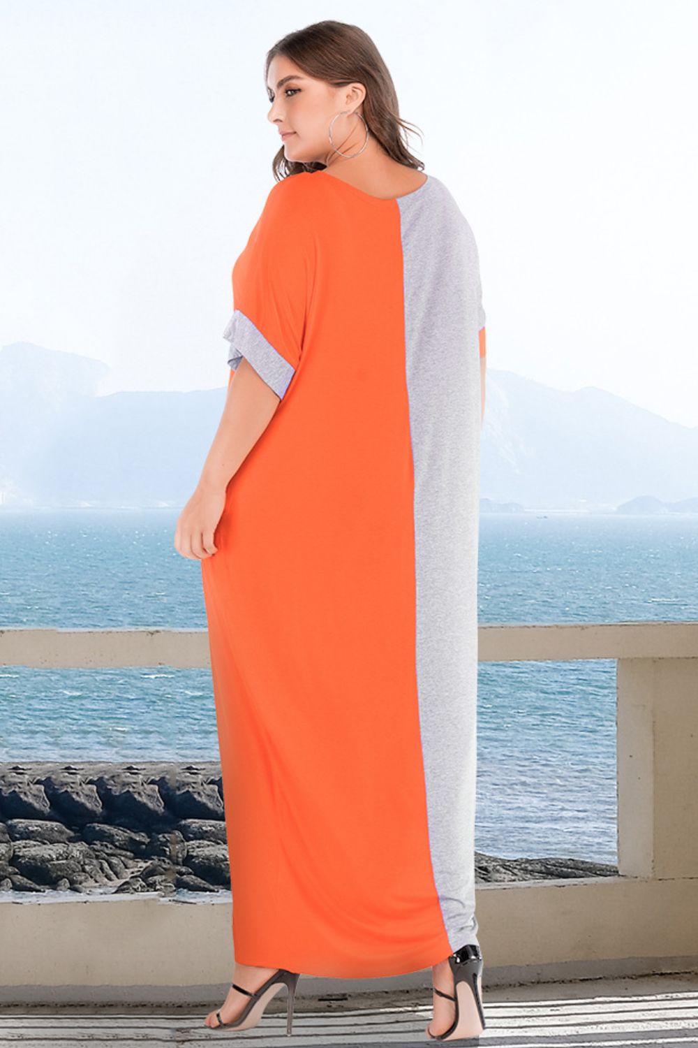 Plus Size Color Block Tee Dress with Pockets - LoveNest Treasures