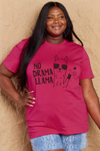 Simply Love Full Size NO DRAMA LLAMA Graphic Cotton Tee - LoveNest Treasures