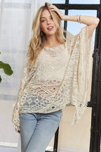 ADORA Boat Neck Crochet Lace Cover Up - LoveNest Treasures