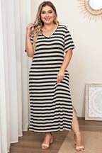 Plus Size V-Neck Side Slit Maxi Dress - LoveNest Treasures