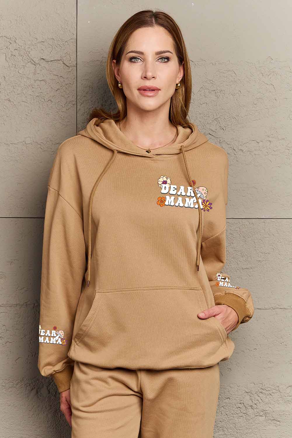 Simply Love Simply Love Full Size DEAR MAMA Flower Graphic Hoodie - LoveNest Treasures
