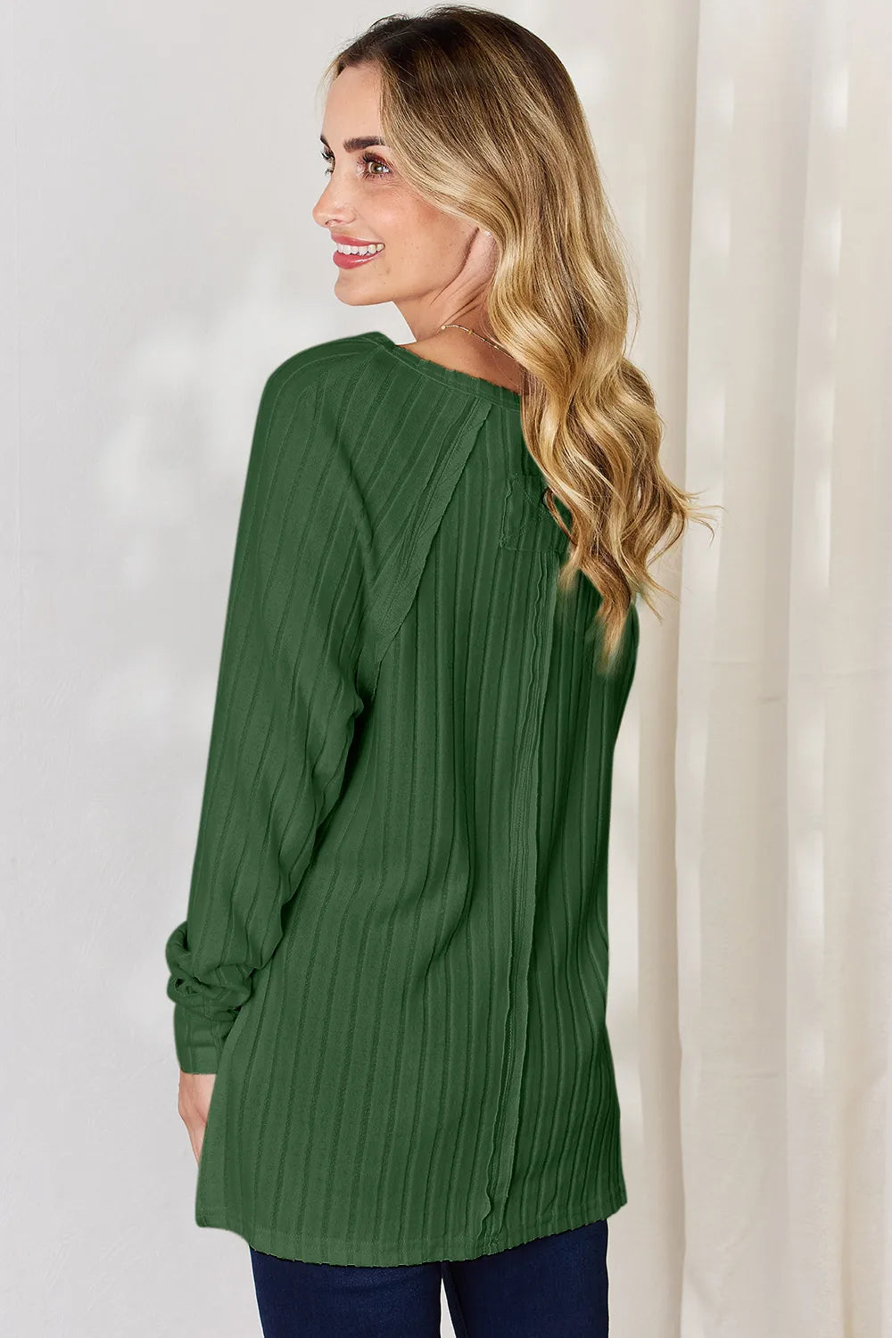 Basic Bae Full Size Ribbed Round Neck Slit T-Shirt - LoveNest Treasures