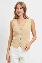 RISEN Full Size V Neck Button Down Vest Plus Size - LoveNest Treasures