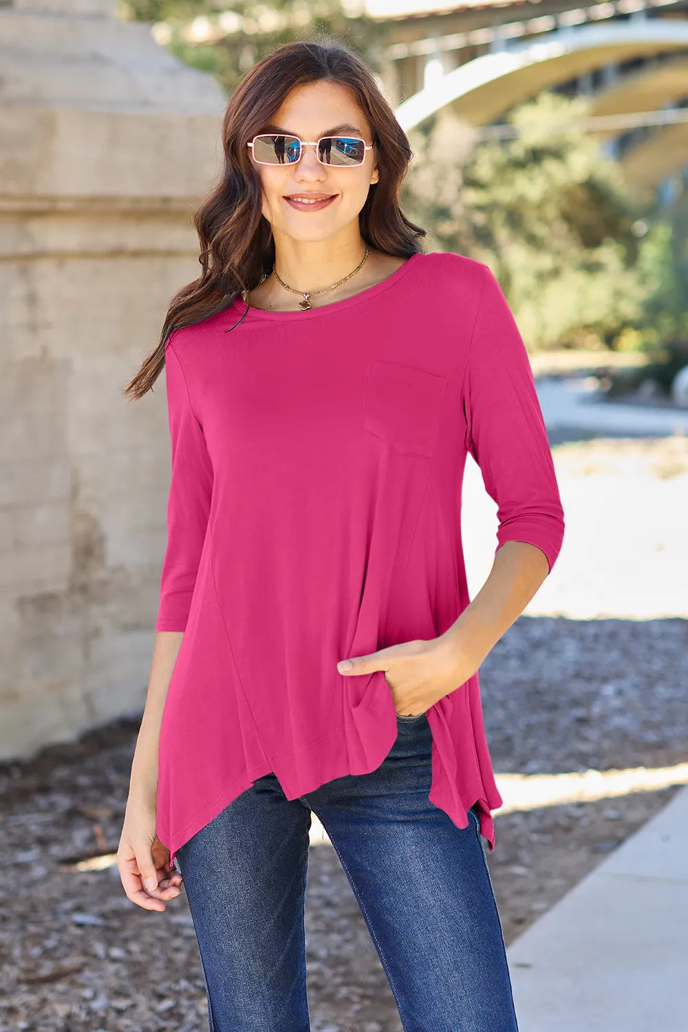 Basic Bae Full Size Round Neck Pocketed T-Shirt - LoveNest Treasures