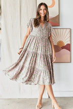 Mittoshop Abstract Print Ruffle Tier Midi Dress - LoveNest Treasures