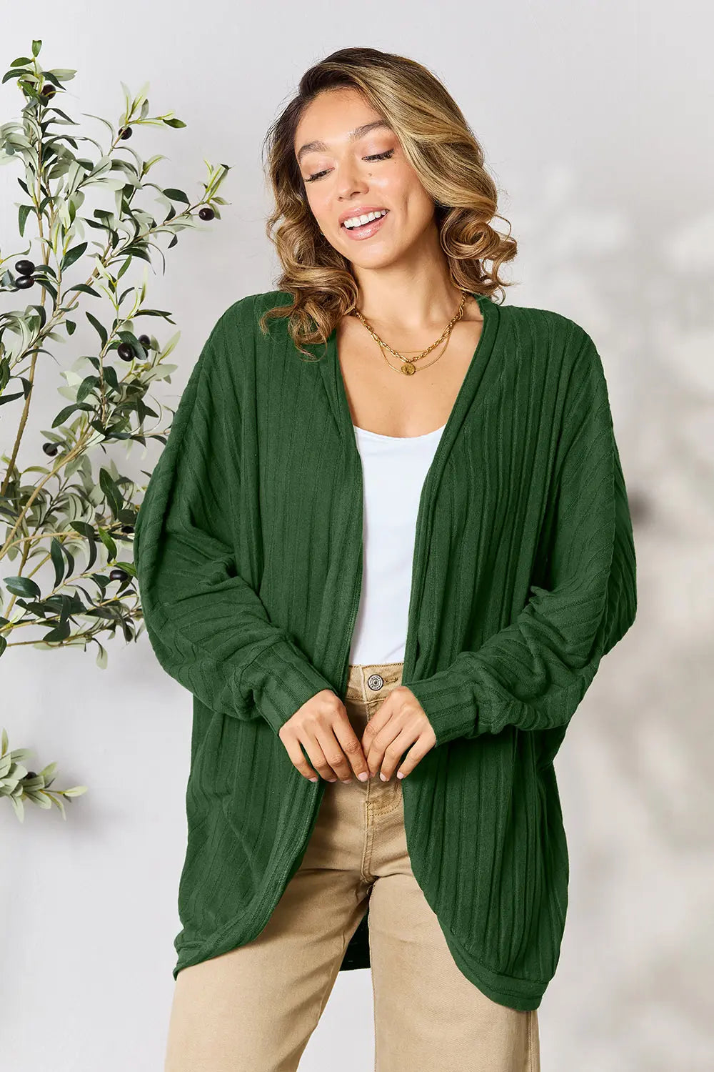 Basic Bae Full Size Ribbed Cocoon Cardigan - LoveNest Treasures
