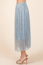 Mittoshop Metallic Glitter Speckle Print Elastic Midi Skirt - LoveNest Treasures