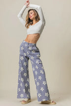 BiBi Flower Printed Side Pocket Wide Pants - LoveNest Treasures