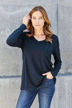 Basic Bae Full Size V-Neck Long Sleeve Top - LoveNest Treasures